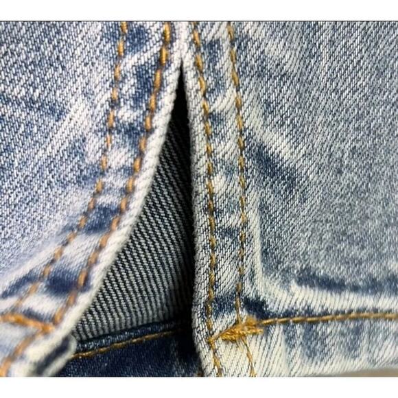 EVIDNT Anthropologie Sz26 Tate Skinny Distressed BlueJeans 3” Slit Pant Cuff Cr6 - Picture 5 of 7